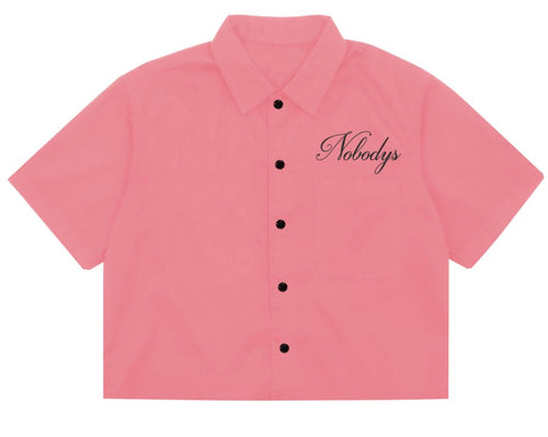 CROPPED BUTTON DOWN (PINK)