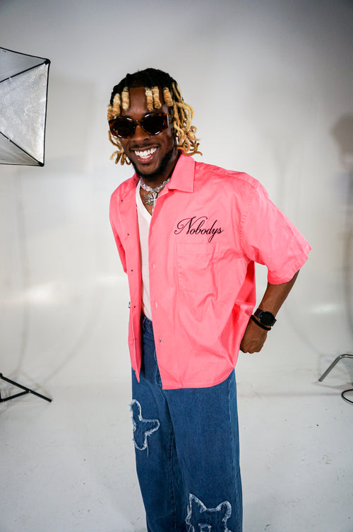 CROPPED BUTTON DOWN (PINK)